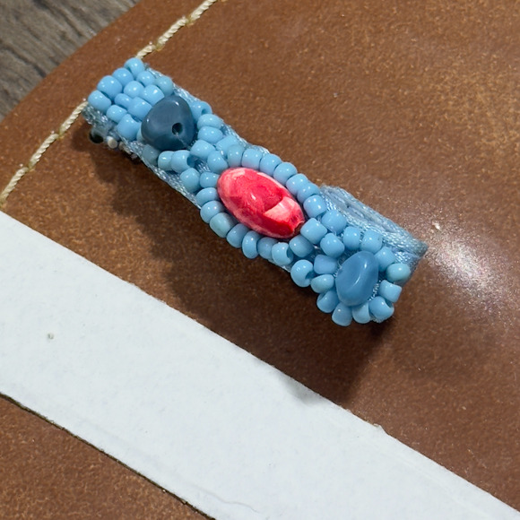 Avon Thong Sandals Women's 10 Blue Brown Beaded Gemstone Flat Open Toe Preppy - Picture 5 of 11